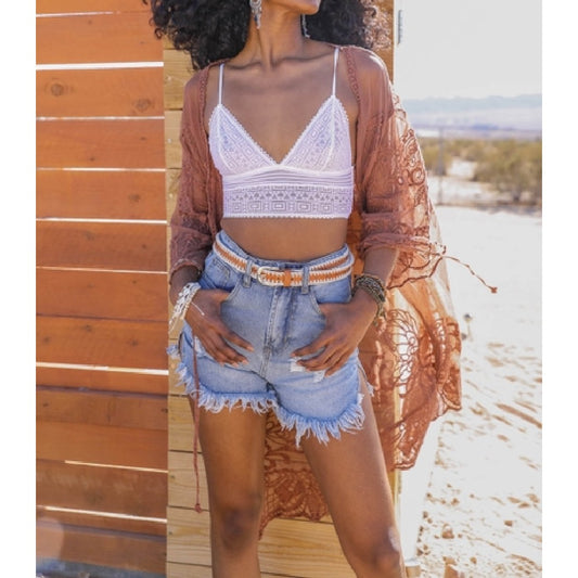 Embroidered Butterfly Lace Kimono