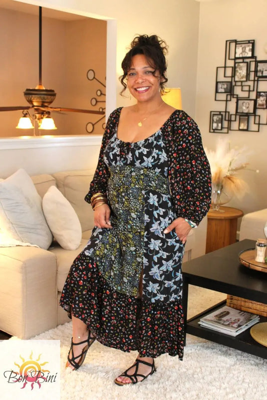 BB Flora Patchwork Midi Dress