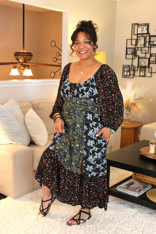 BB Flora Patchwork Midi Dress