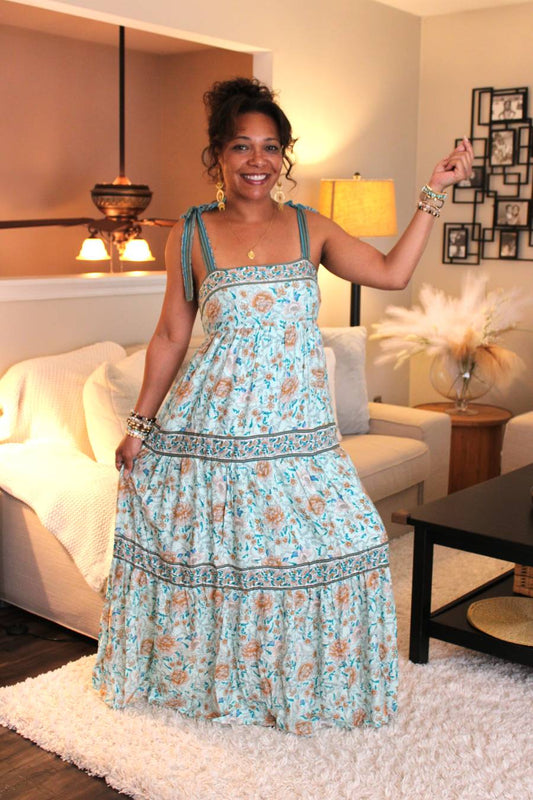 Floral Sea Foam Maxi Dress