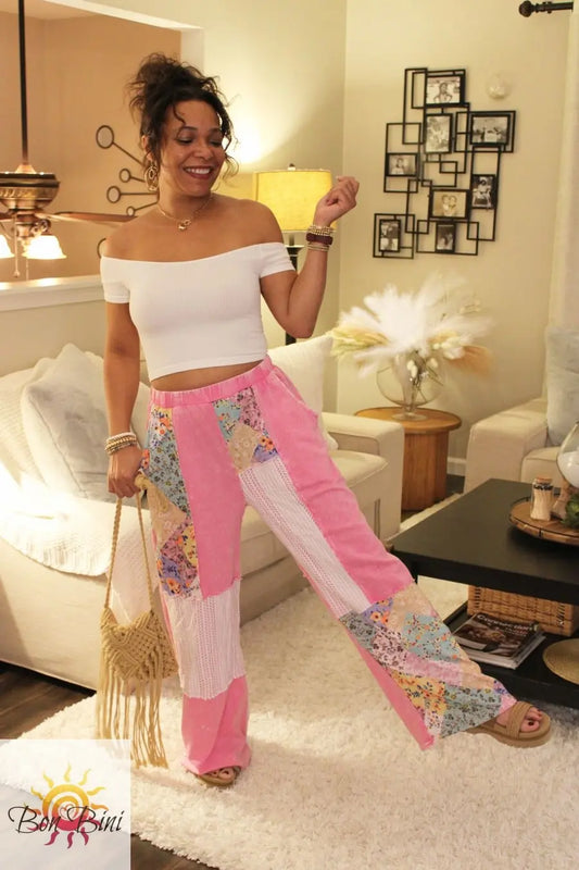 JH Floral Wave Knit Boho Pants
