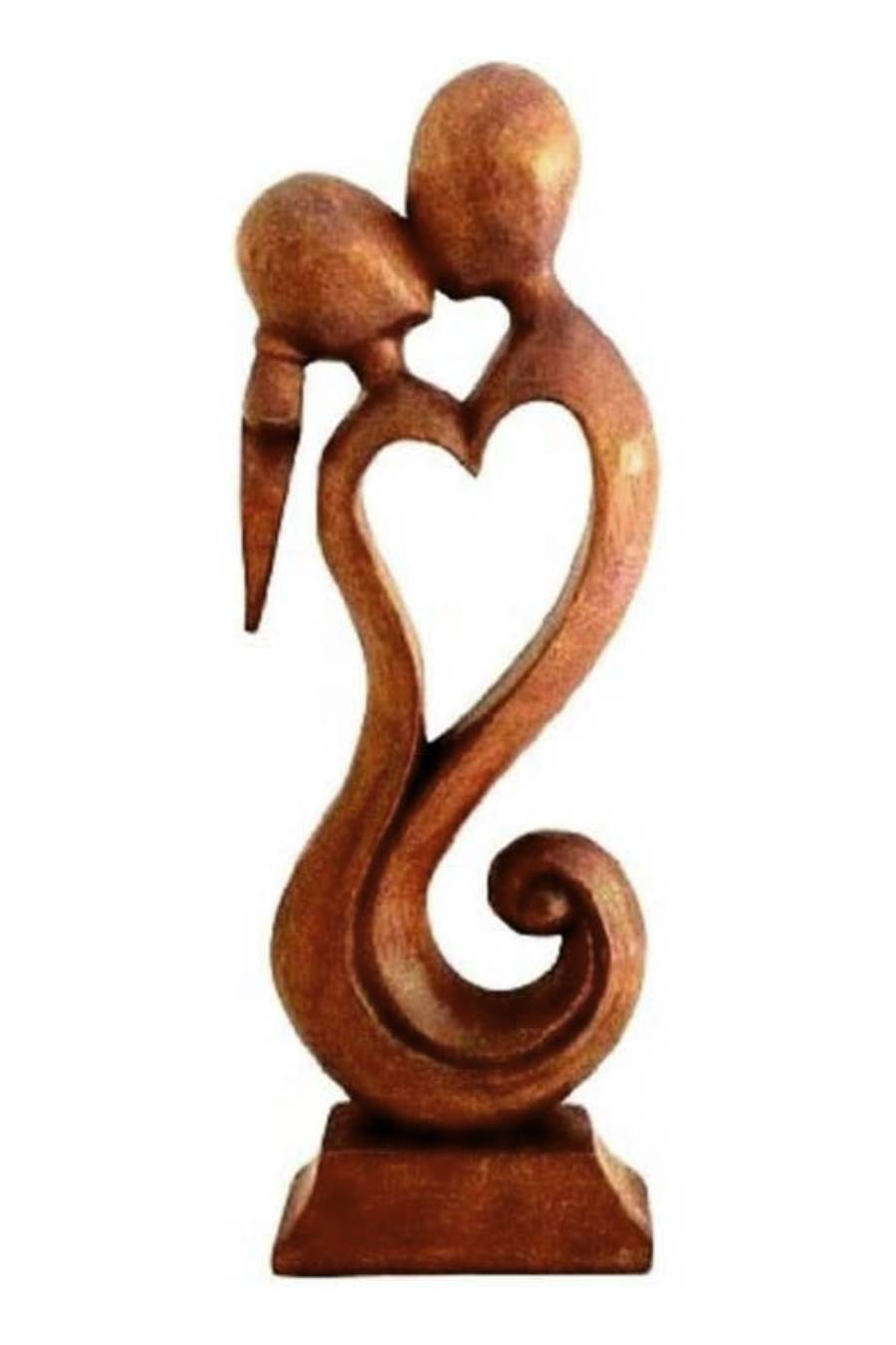 Heartfelt Kiss Wooden Romantic Abstract Couple Figurine Statue