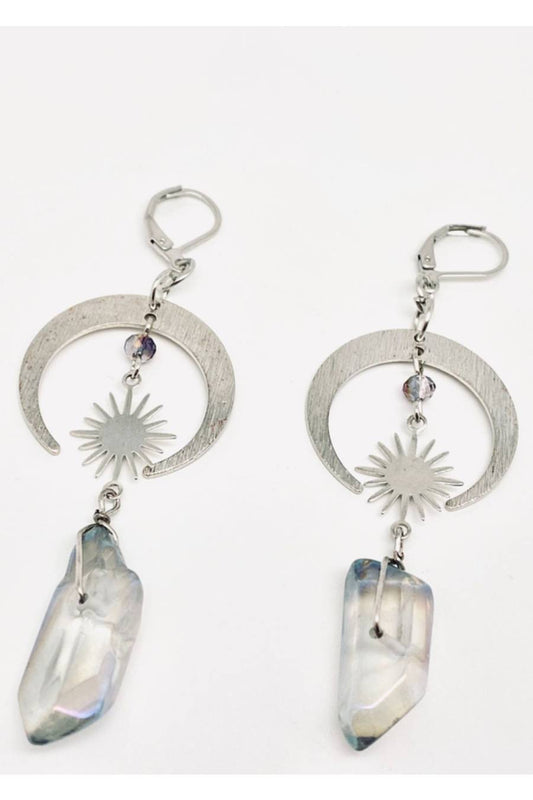 Iridescent Celestial Moon Pillar Earrings