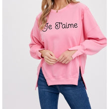 Load image into Gallery viewer, Je T'aime Side Slit Sweatshirt