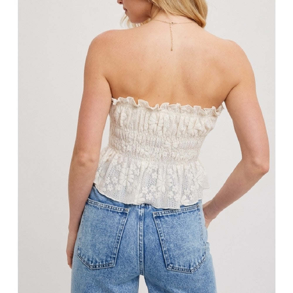 Lace Tie Front Tube Top