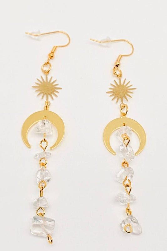 Lunar Starlight Crystal Waterfall Earrings