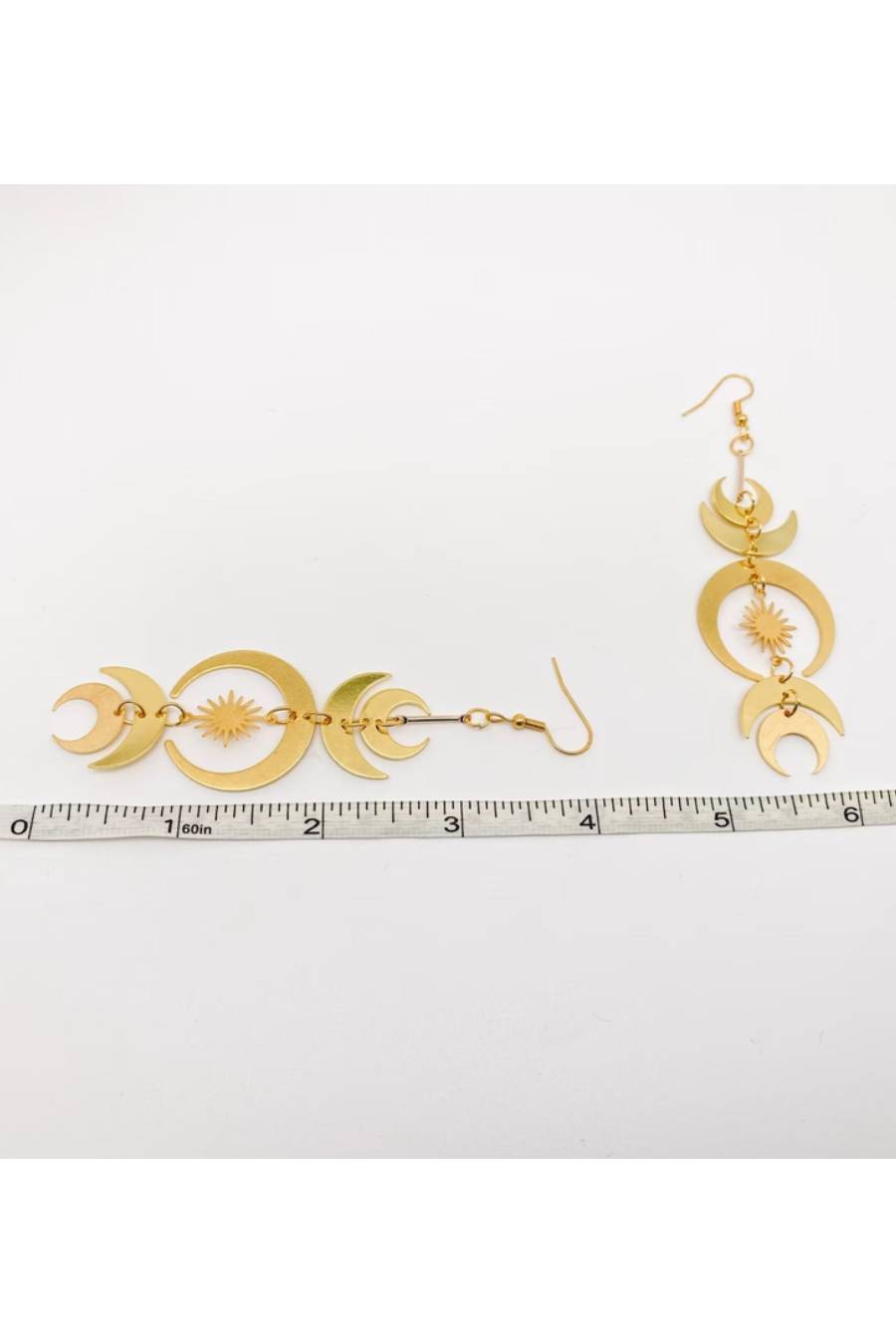 Moon Phased Metallic Star Earrings