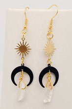 Load image into Gallery viewer, Night Crescent Crystal Dangle Earrings