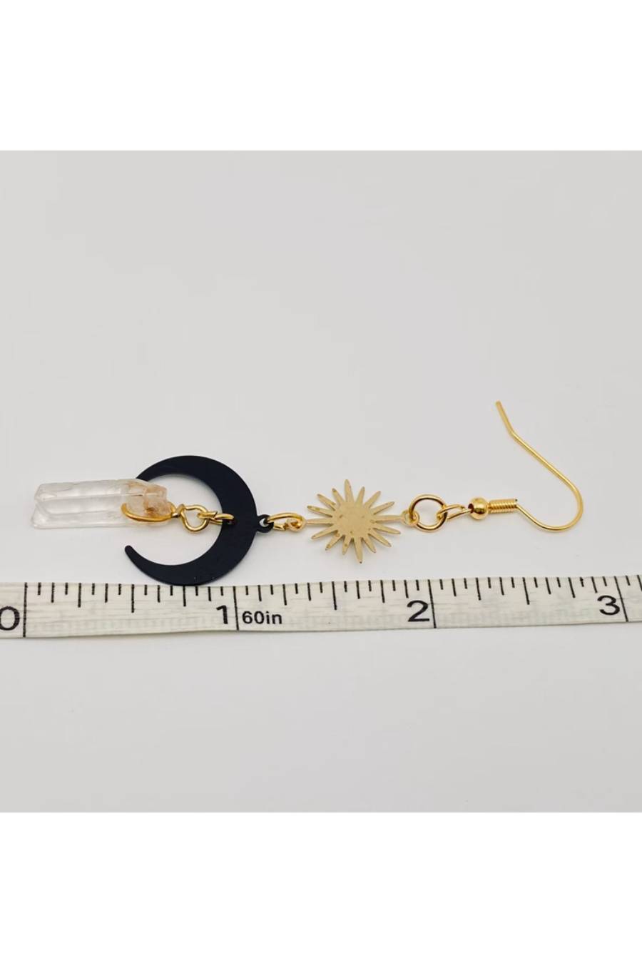 Night Crescent Crystal Dangle Earrings