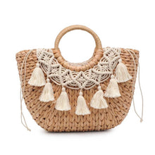 Load image into Gallery viewer, Ocean Tassel Straw Tote