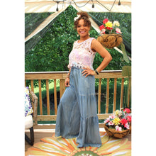 Load image into Gallery viewer, Tencel Ruffled Side Denim Wide Pants