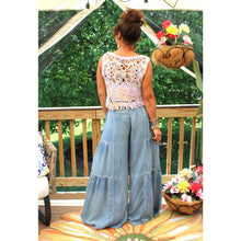 Load image into Gallery viewer, Tencel Ruffled Side Denim Wide Pants