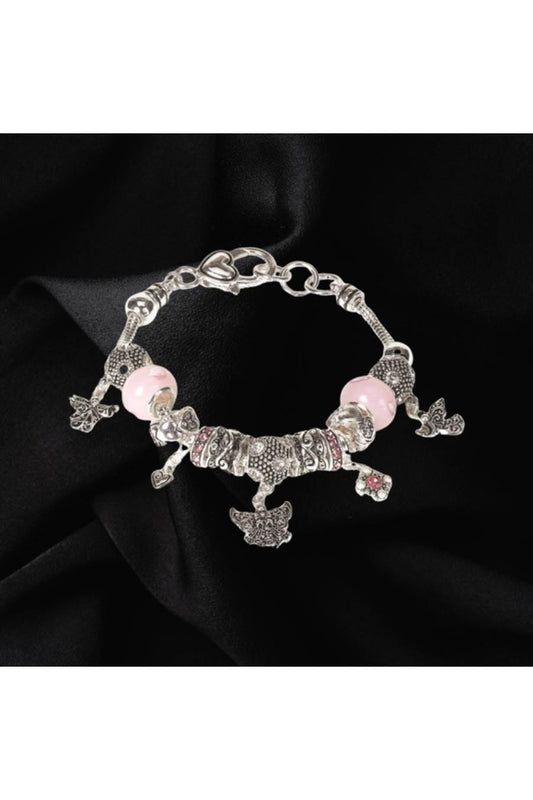 Pink Angels Silver Plated Charm Bracelet