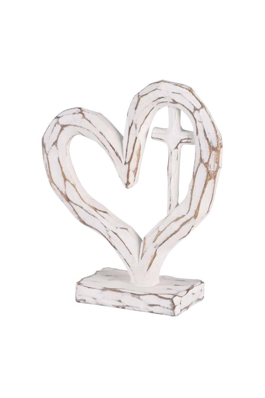 Resin Tabletop Heart with Cross