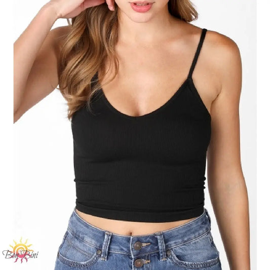 Laura Ribbed V-Neck Crop Top