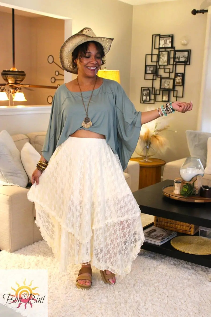 Lovely Lace Tiered Midi Skirt
