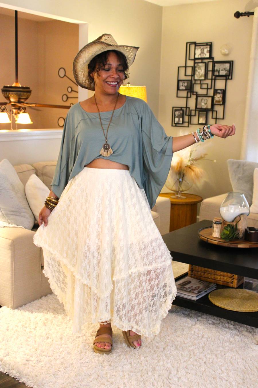 Lovely Lace Tiered Midi Skirt
