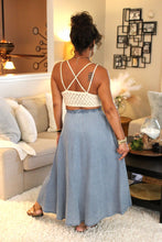 Load image into Gallery viewer, Tencel Denim Side Slit Midi Skirt