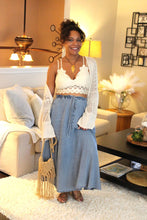 Load image into Gallery viewer, Tencel Denim Side Slit Midi Skirt