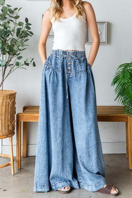 O&H Tencel Pintuck Wide Leg Pants