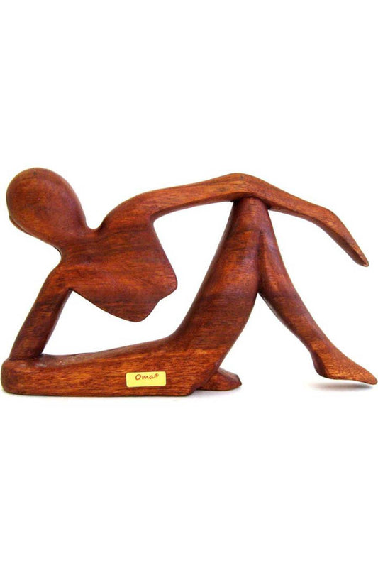 Thinking Person Wooden Abstract Sitting Figurine Statue