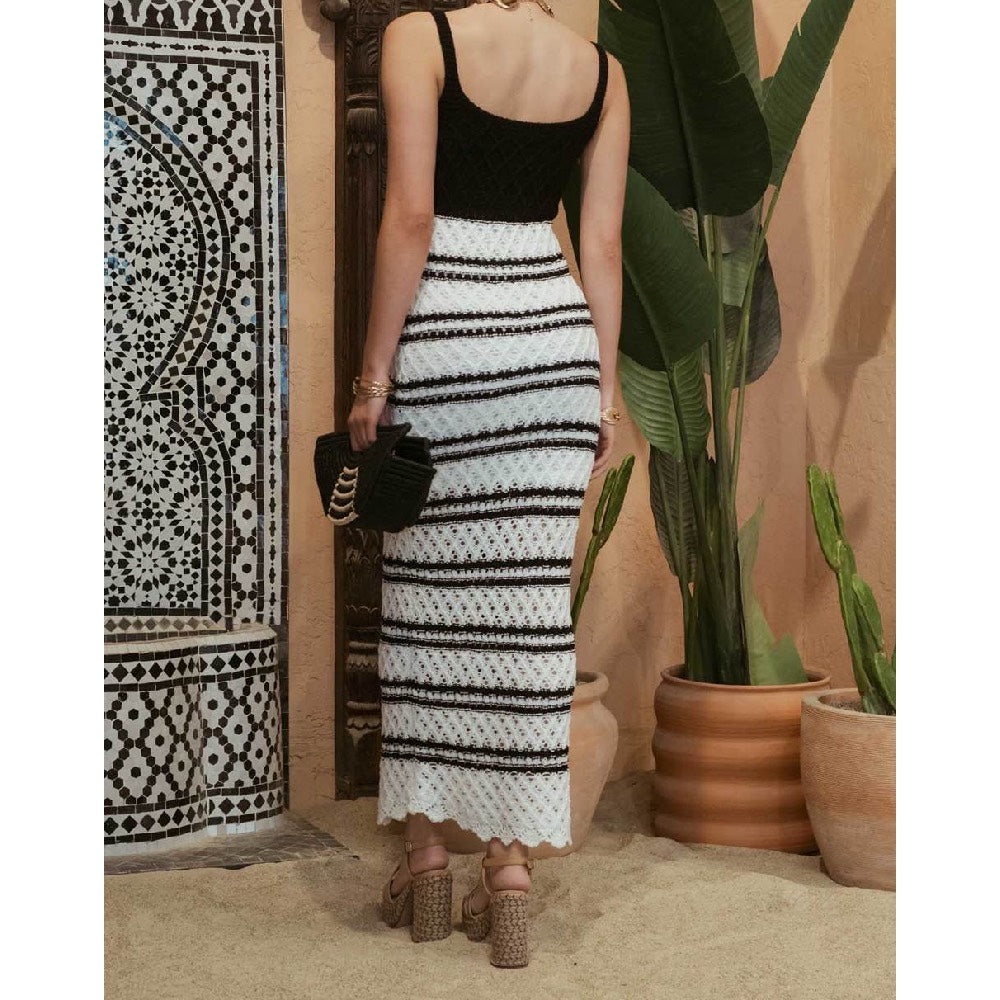 Wrapped In Crochet Knit Midi Dress