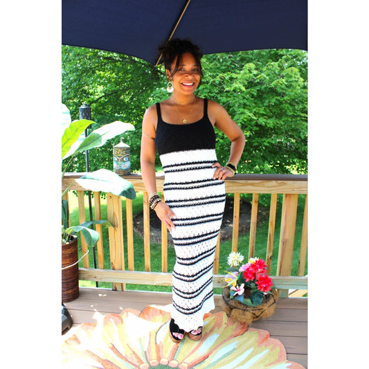 Wrapped In Crochet Knit Midi Dress