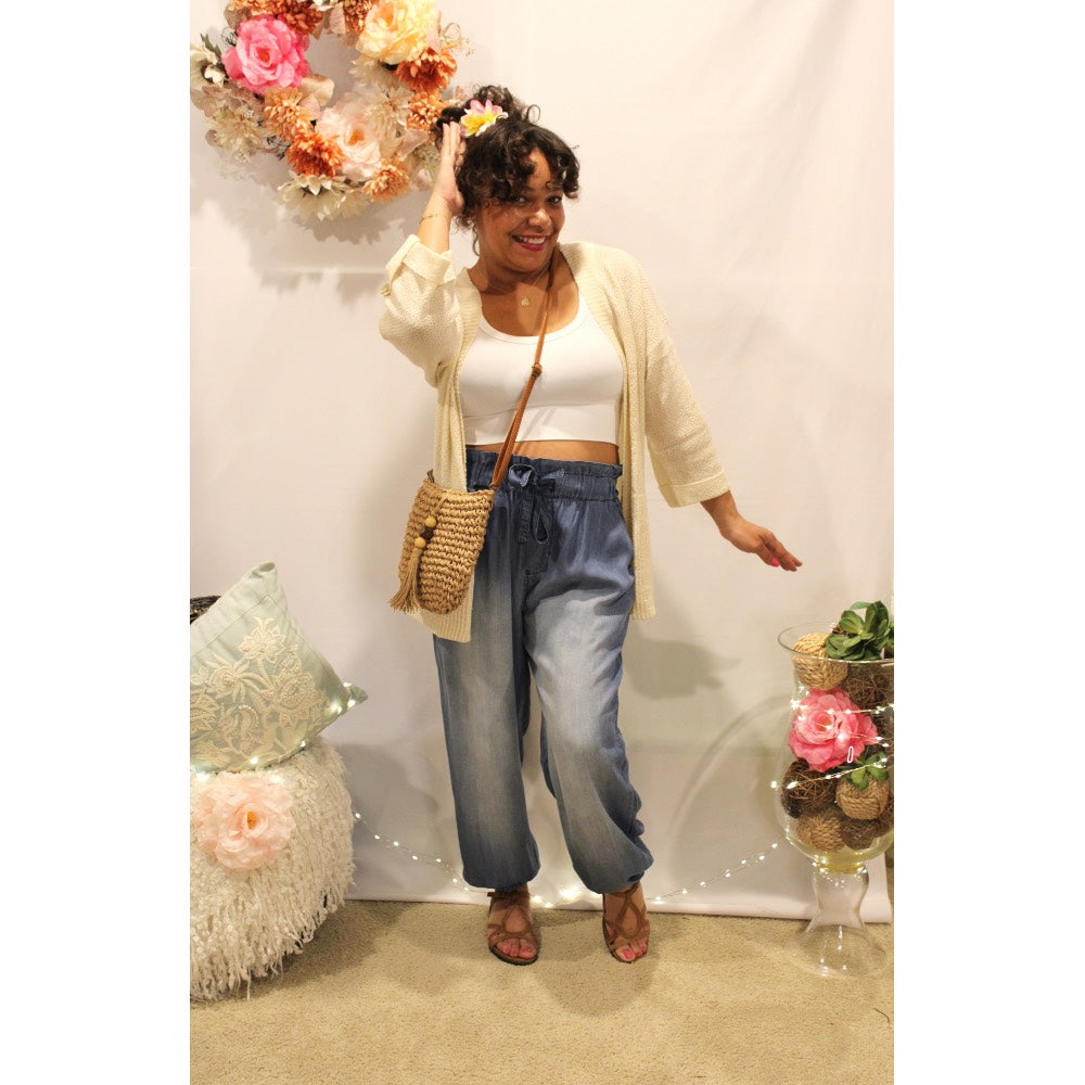 Chambray Paper Bag Waisted Jogger