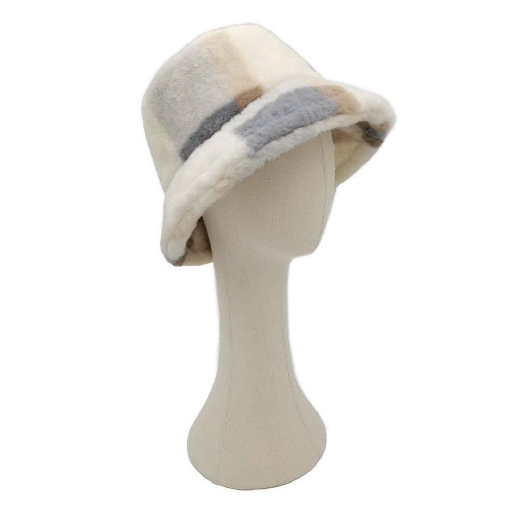 Calico Faux Fur Bucket Hat