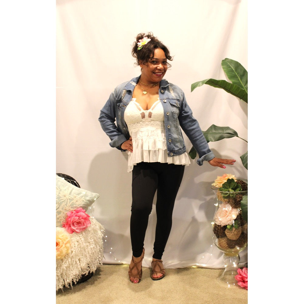 Ruffled Flower Lace Cami