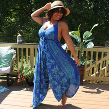 Load image into Gallery viewer, Mint Blue Waves Convertible Jumpsuit