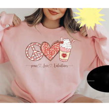 Load image into Gallery viewer, Peace, Love, Valentines Sweatshirt