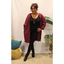 Load image into Gallery viewer, Plum Pointelle Knit Cardigan