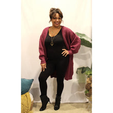 Load image into Gallery viewer, Plum Pointelle Knit Cardigan