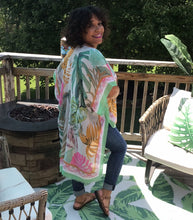 Load image into Gallery viewer, Back of kimono showing palm frond design.