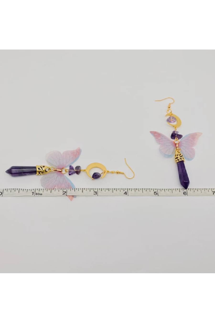 Amethyst Moon Butterfly Dangle Earrings