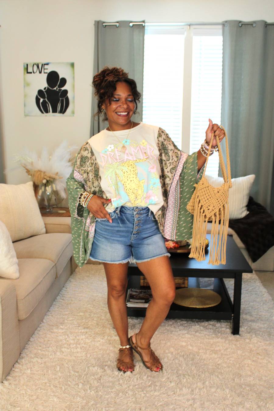Antique White Dreamer Leopard Paradise Poncho Sleeve Top