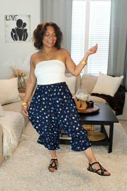 BB Blue Petals Midi Capri Bloomer Shorts