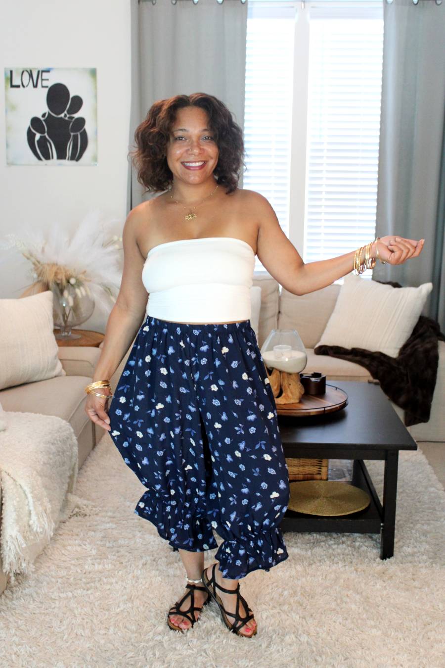 BB Blue Petals Midi Capri Bloomer Shorts