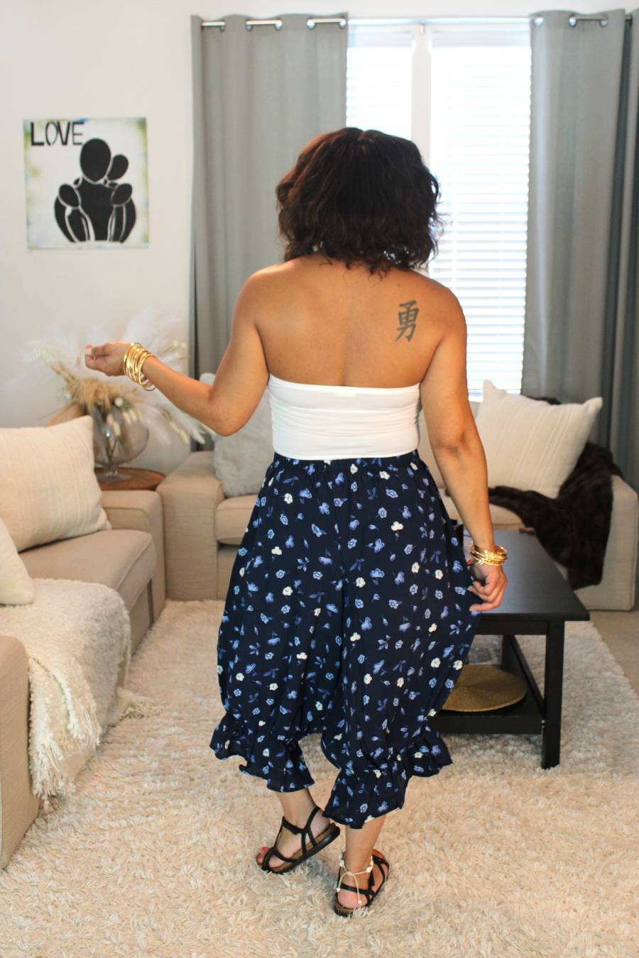 BB Blue Petals Midi Capri Bloomer Shorts