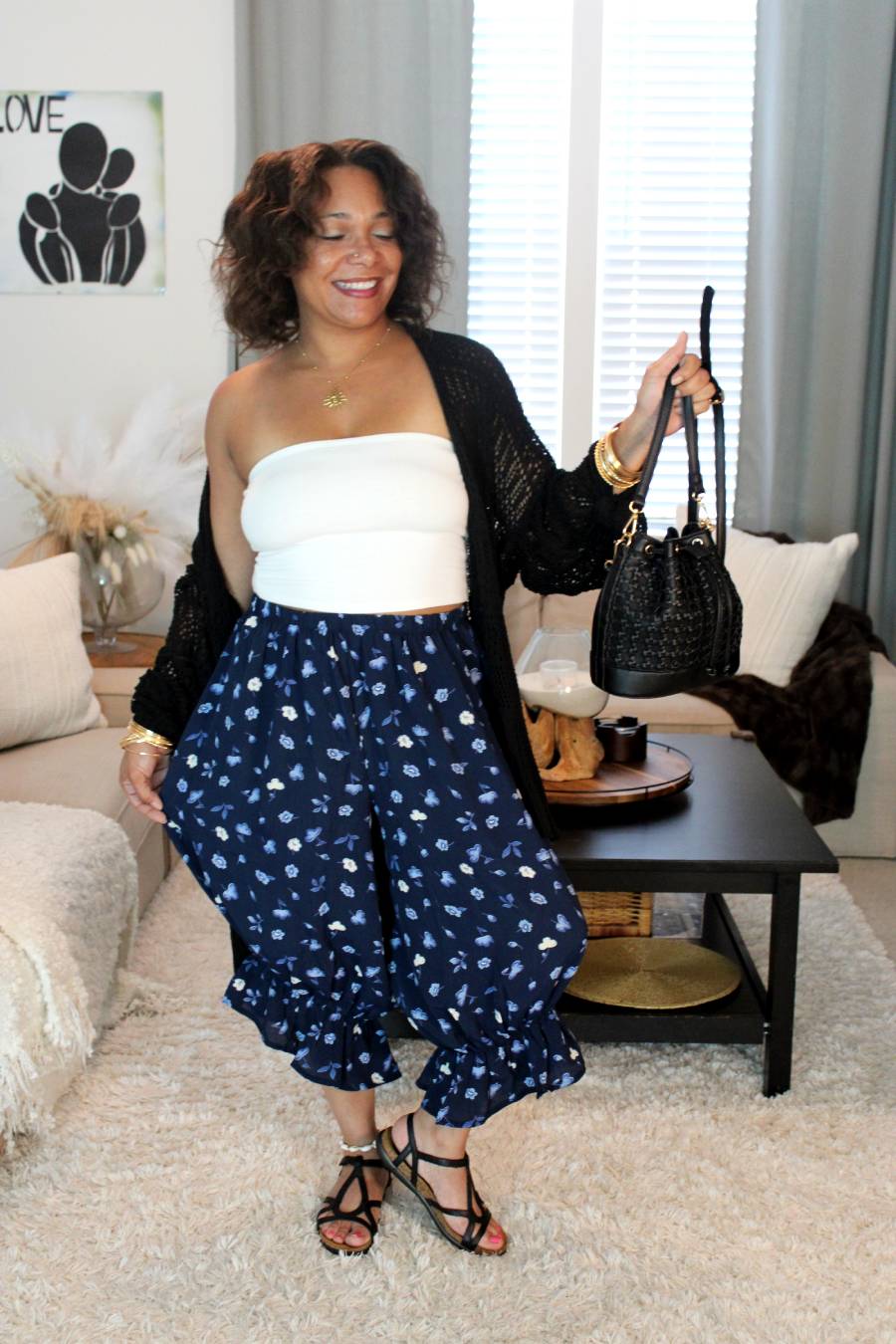 BB Blue Petals Midi Capri Bloomer Shorts