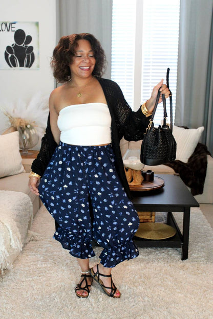 BB Blue Petals Midi Capri Bloomer Shorts