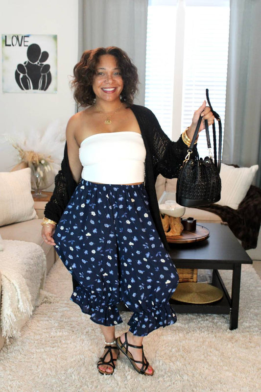 BB Blue Petals Midi Capri Bloomer Shorts