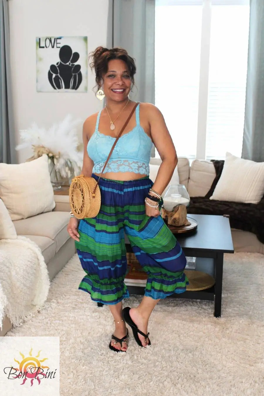 BB Blue & Green Agate Midi Capri Bloomer Shorts