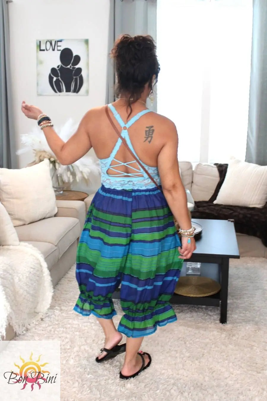 BB Blue & Green Agate Midi Capri Bloomer Shorts