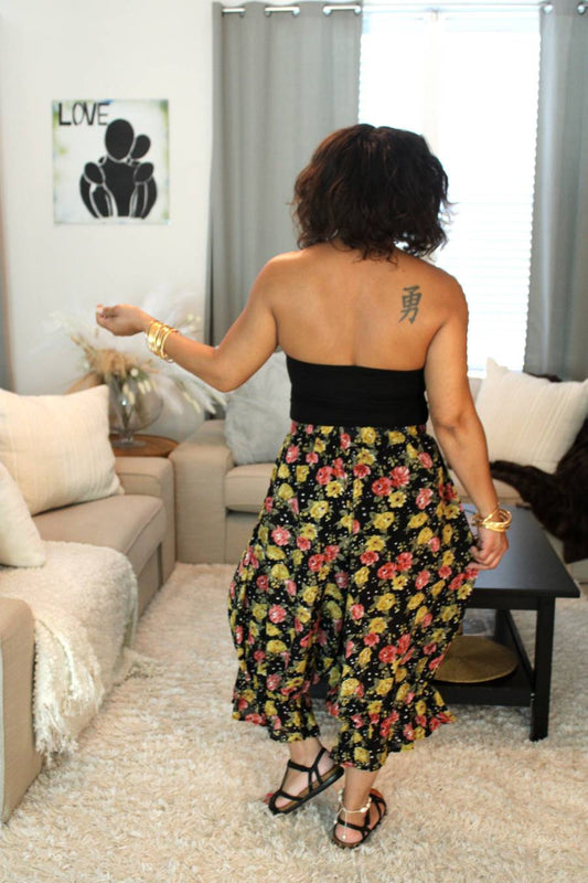 BB Dotted Floral Night Sky Midi Capri Bloomer Shorts