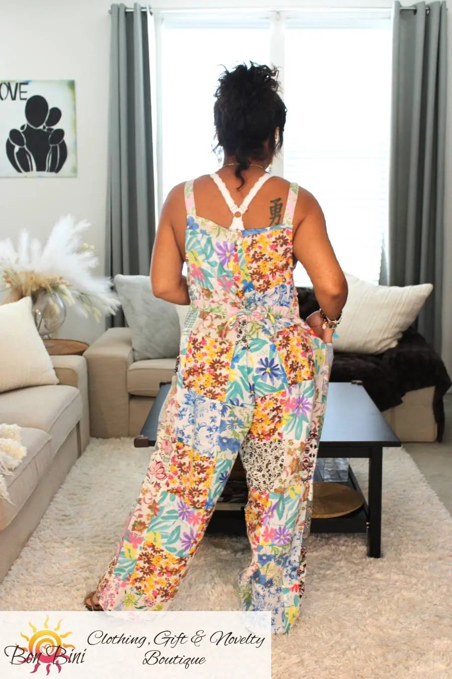BB Mosaic Island Art Boho Patchwork Overalls