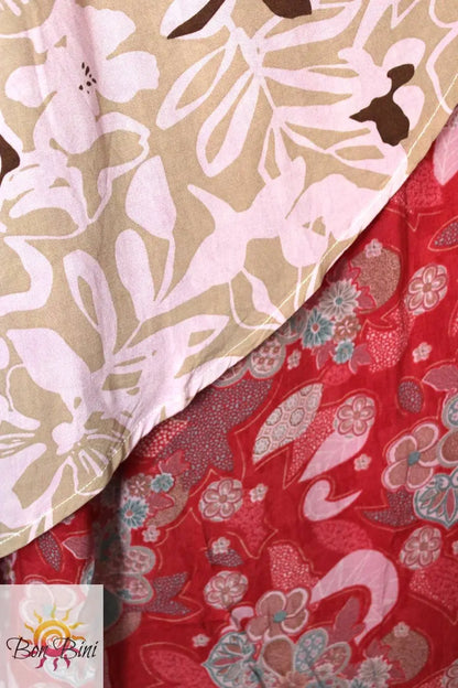 Vibrant Up Close Of Floral Mauve Lava Wrap Skirt