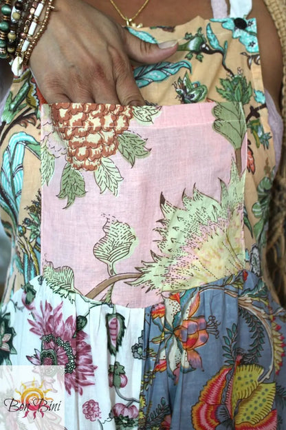 BB Pastel Garden Romance Patchwork Hippie Overalls