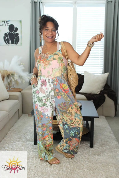 BB Pastel Garden Romance Patchwork Hippie Overalls